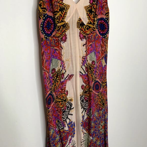 Free People Wildflower Print Maxi Slip Dress Ivory Tea Combo Boho Pink Womens - Picture 5 of 15